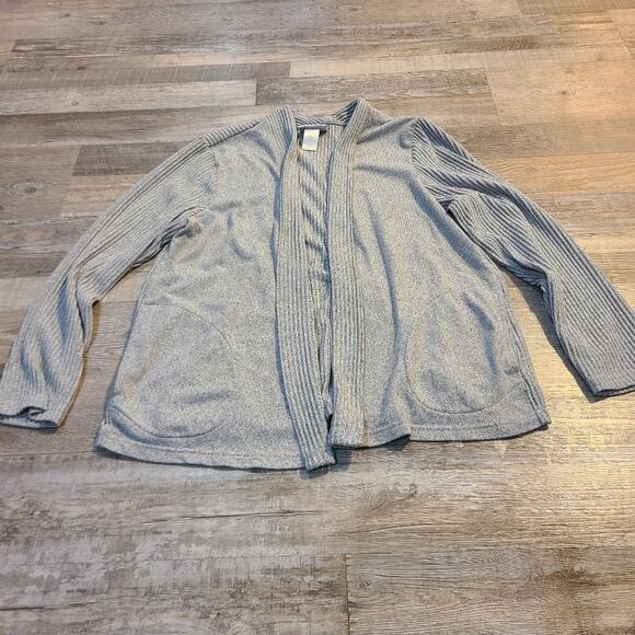 Alfred dunner large women's gray knit open front cardigan - Picture 1 of 9